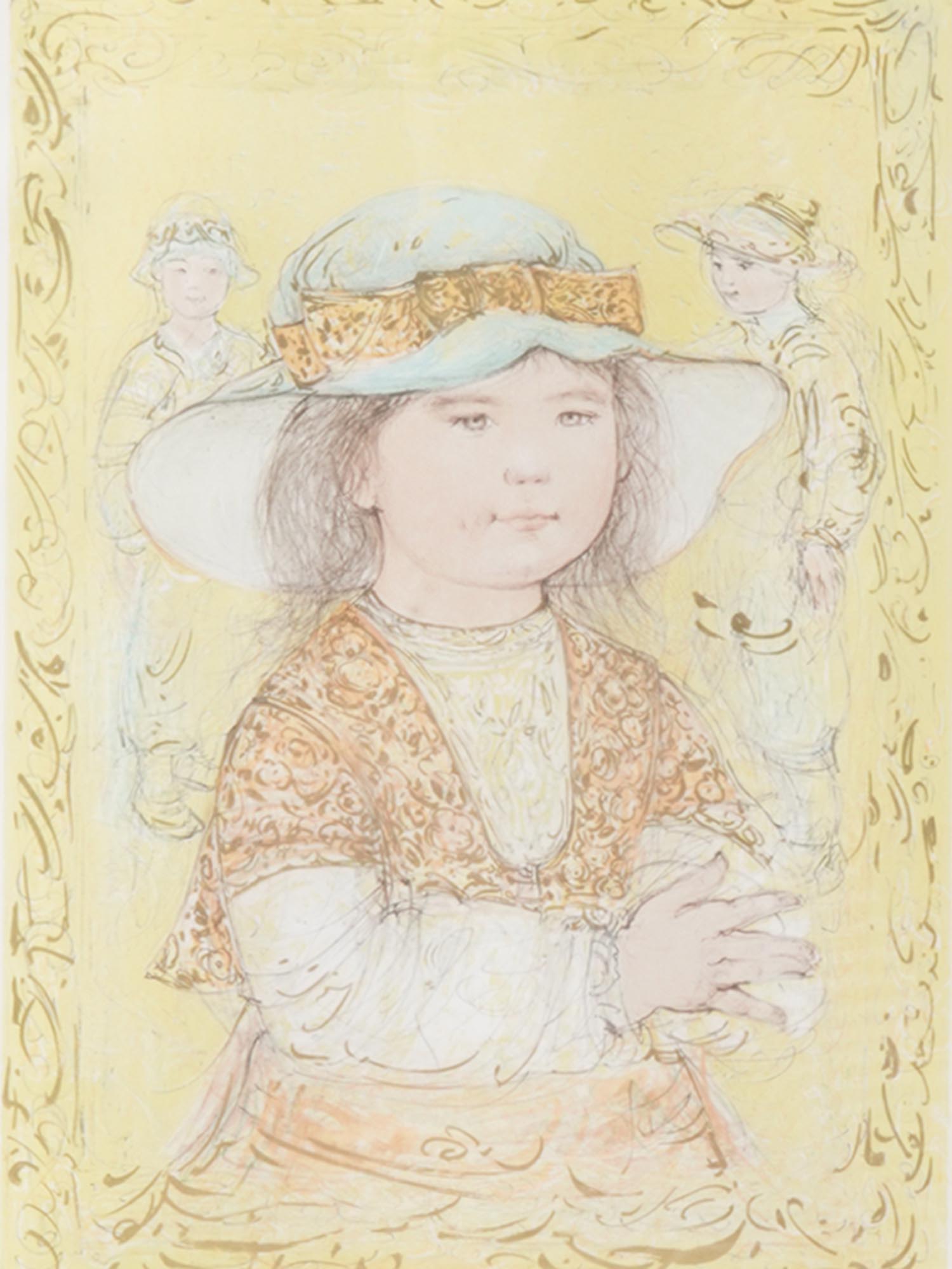 PASTEL PRINT GIRL WITH HAT HANDSIGNED EDNA HIBEL PIC-1